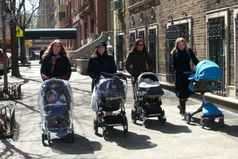 mums with baby strollers