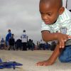 Toddler playing with a plane