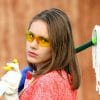 mother with mop and cleaning glasses