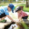 two boys playing outside