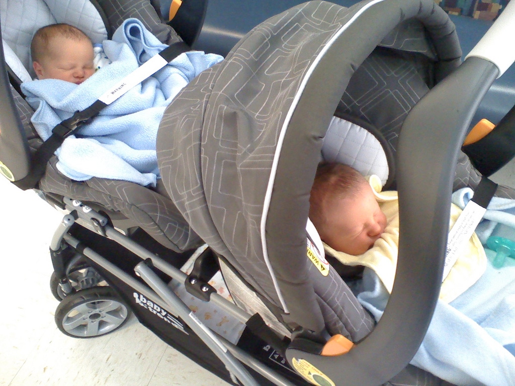 Double Stroller with Third Seat Attachment