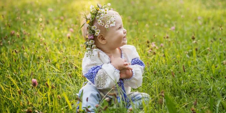 baby on the fields